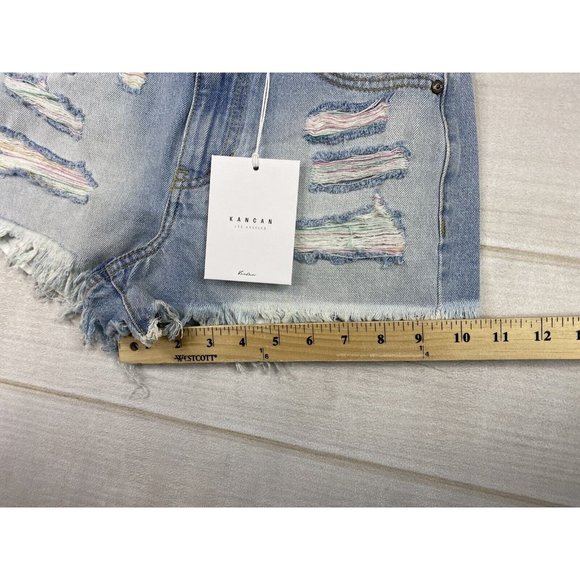 KanCan Shorts Womens Sz 0 23 Light Wash Denim Distressed High Rise worn once - Picture 9 of 12